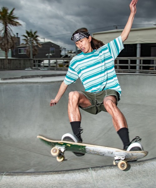 Quiksilver(クイックシルバー)の「<QUIKSILVER X DOGTOWN> メンズ DTQS BORDER ST ボーダー半袖Tシャツ ルーズフィット【2026年夏モデル】(Tシャツ/カットソー・メンズ・ホワイト/グリーン・X-LARGE/LARGE)」の15枚目の写真