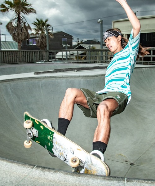 Quiksilver(クイックシルバー)の「<QUIKSILVER X DOGTOWN> メンズ DTQS BORDER ST ボーダー半袖Tシャツ ルーズフィット【2026年夏モデル】(Tシャツ/カットソー・メンズ・ホワイト/グリーン・X-LARGE/LARGE)」の16枚目の写真
