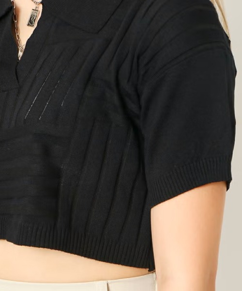 GORGE(ゴージ)の「パターン編みスキッパートップス(Tシャツ/カットソー・レディース・アイボリー/ベージュ/ブラック・F)」の8枚目の写真