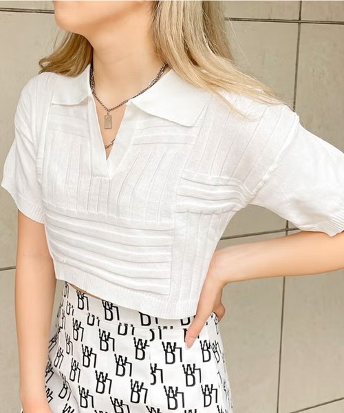 GORGE(ゴージ)の「パターン編みスキッパートップス(Tシャツ/カットソー・レディース・アイボリー/ベージュ/ブラック・F)」の9枚目の写真