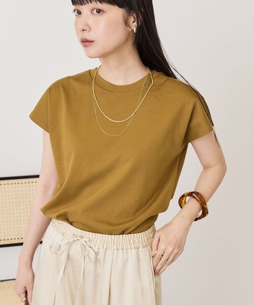 AMERICAN HOLIC(アメリカンホリック)の「【抗菌防臭】フレンチスリーブプルオーバー(Tシャツ/カットソー・レディース・サックスブルー/ブラック/オフホワイト/ブラウン/キャメル・L/M)」の5枚目の写真
