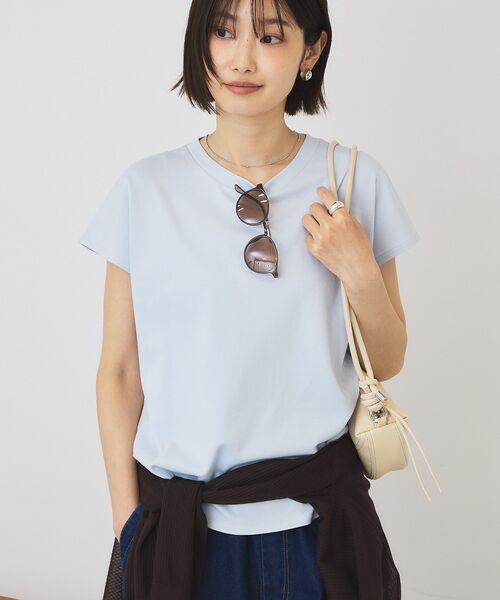 AMERICAN HOLIC(アメリカンホリック)の「【抗菌防臭】フレンチスリーブプルオーバー(Tシャツ/カットソー・レディース・サックスブルー/ブラック/オフホワイト/ブラウン/キャメル・L/M)」の18枚目の写真