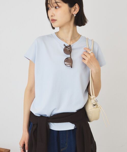 AMERICAN HOLIC(アメリカンホリック)の「【抗菌防臭】フレンチスリーブプルオーバー(Tシャツ/カットソー・レディース・サックスブルー/ブラック/オフホワイト/ブラウン/キャメル・L/M)」の19枚目の写真