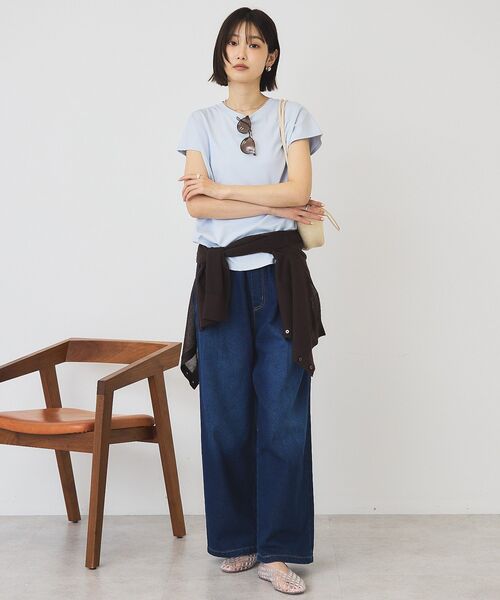 AMERICAN HOLIC(アメリカンホリック)の「【抗菌防臭】フレンチスリーブプルオーバー(Tシャツ/カットソー・レディース・サックスブルー/ブラック/オフホワイト/ブラウン/キャメル・L/M)」の22枚目の写真