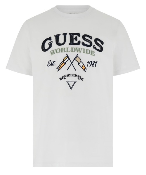 Guess(ゲス)の「FLAGS Cord Tee Tシャツ 半袖(Tシャツ/カットソー・メンズ・ダークネイビー/ホワイト・XX-LARGE/SMALL/MEDIUM/X-LARGE/LARGE)」の1枚目の写真