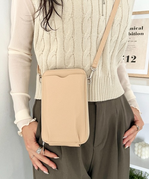 wears(ウェアーズ)の「お財布機能付き 縦型ウォレットショルダーバッグ スマホケース スマホショルダー(ショルダーバッグ・レディース・ブラウン/グレー/ベージュ/ブラック/ピンク/ブルー・FREE)」の4枚目の写真