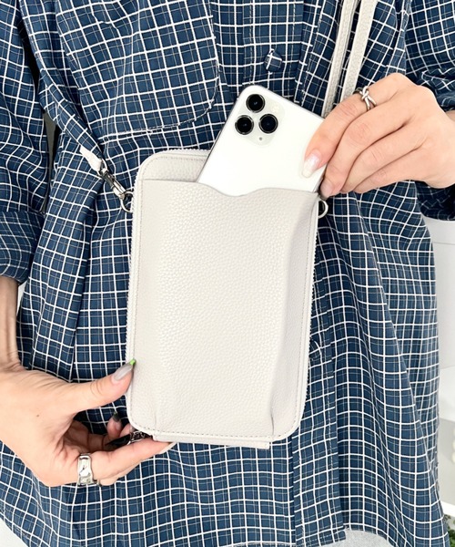 wears(ウェアーズ)の「お財布機能付き 縦型ウォレットショルダーバッグ スマホケース スマホショルダー(ショルダーバッグ・レディース・ブラウン/グレー/ベージュ/ブラック/ピンク/ブルー・FREE)」の2枚目の写真