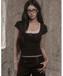 KHAKIPOINT（カーキポイント）の「Muted Curve Top (black)（Tシャツ/カットソー）」