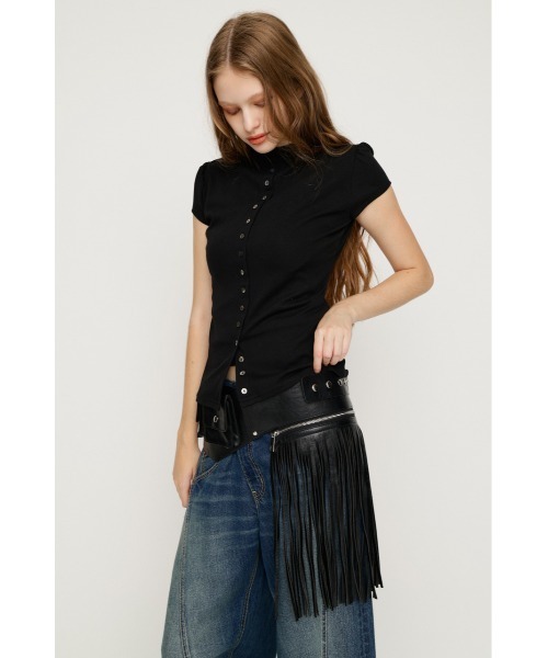 SLY(スライ)の「FRINGE WIDE BELT フリンジワイドベルト(ベルト・レディース・ブラック/ベージュ・FREE)」の13枚目の写真