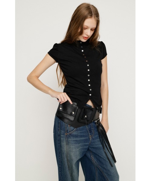 SLY(スライ)の「FRINGE WIDE BELT フリンジワイドベルト(ベルト・レディース・ブラック/ベージュ・FREE)」の14枚目の写真