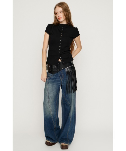 SLY(スライ)の「FRINGE WIDE BELT フリンジワイドベルト(ベルト・レディース・ブラック/ベージュ・FREE)」の15枚目の写真