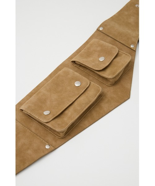 SLY(スライ)の「FRINGE WIDE BELT フリンジワイドベルト(ベルト・レディース・ブラック/ベージュ・FREE)」の6枚目の写真