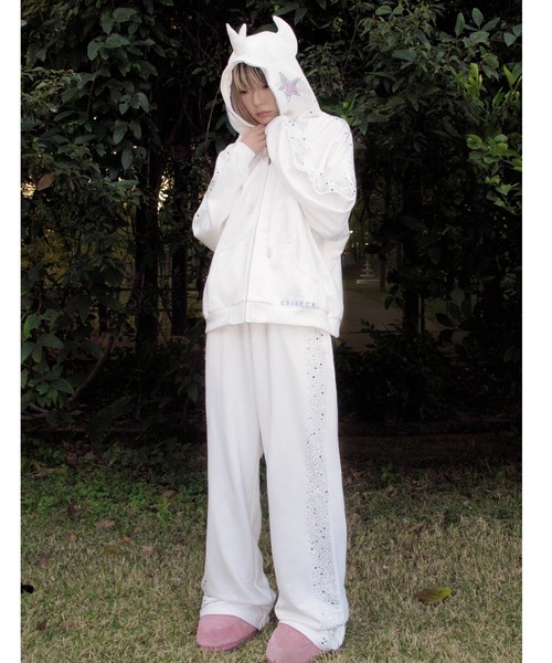 L.H.P(エルエイチピー)の「CFIERCE/フィアス/CRYING UNICORN SWEATPANTS(スウェットパンツ・レディース・ホワイト/ブラック・S/M)」の10枚目の写真