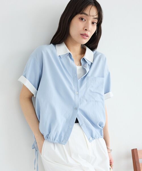 CRAFT STANDARD BOUTIQUE(クラフトスタンダードブティック)の「レイヤードライクショートスリーブシャツ(シャツ/ブラウス・レディース・ドット/ブルー/ブラウン・FREE)」の3枚目の写真