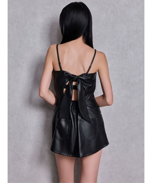 GYDA(ジェイダ)の「BACKリボンフェイクレザースカートライクミニワンピース(ワンピース・レディース・ブラック・SMALL)」の3枚目の写真