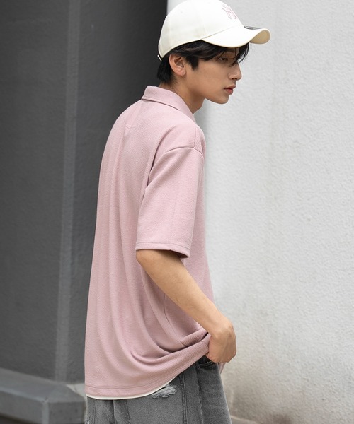 WEGO(ウィゴー)の「WEGO/【26春夏新作】フェイクレイヤードニットポロシャツ(ポロシャツ・メンズ・ブラック/ピンク・LARGE/MEDIUM)」の17枚目の写真