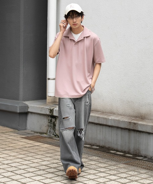 WEGO(ウィゴー)の「WEGO/【26春夏新作】フェイクレイヤードニットポロシャツ(ポロシャツ・メンズ・ブラック/ピンク・LARGE/MEDIUM)」の20枚目の写真