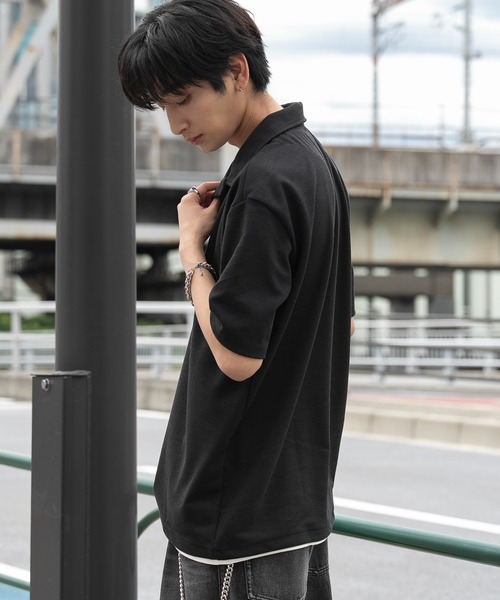 WEGO(ウィゴー)の「WEGO/【26春夏新作】フェイクレイヤードニットポロシャツ(ポロシャツ・メンズ・ブラック/ピンク・LARGE/MEDIUM)」の11枚目の写真