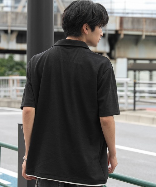 WEGO(ウィゴー)の「WEGO/【26春夏新作】フェイクレイヤードニットポロシャツ(ポロシャツ・メンズ・ブラック/ピンク・LARGE/MEDIUM)」の12枚目の写真