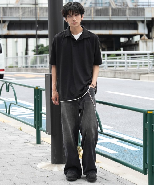 WEGO(ウィゴー)の「WEGO/【26春夏新作】フェイクレイヤードニットポロシャツ(ポロシャツ・メンズ・ブラック/ピンク・LARGE/MEDIUM)」の13枚目の写真
