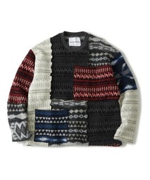 WHITE MOUNTAINEERING(�z���C�g�}�E���e�j�A�����O)�́yWhite Mountaineering�zPATCHWORK PULLOVER KNIT(�j�b�g/�Z�[�^�[)