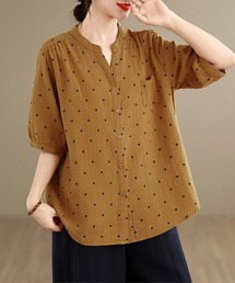 ドット」に該当するシャツ/ブラウス（スタンドカラー）ファッション
