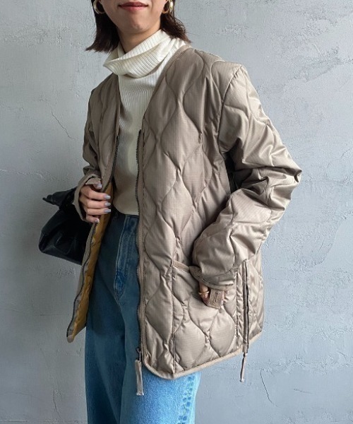 軍裝V領鋪棉羽絨外套