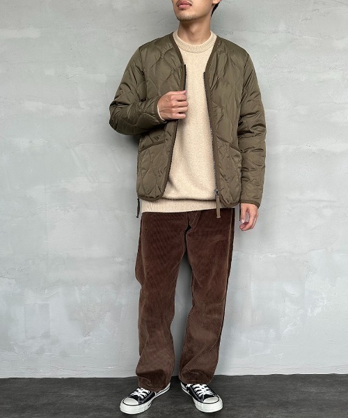 軍裝V領鋪棉羽絨外套
