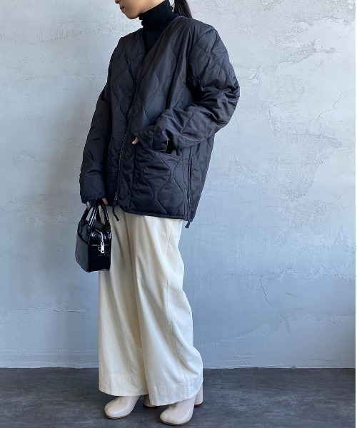 軍裝V領鋪棉羽絨外套