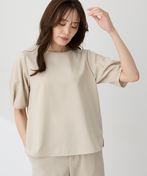 A/C DESIGN BY ALPHA CUBIC(エーシーデザインバイアルファキュービック)の「リネンライクタックスリーブブラウス(シャツ/ブラウス・レディース・モカ/ベージュ/ネイビー・11号/9号/13号)」の7枚目の写真
