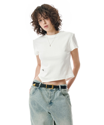 W. Oblique Slim Fit Short Sleeve T-Shirt [WHITE]_SEWTS005WHITE