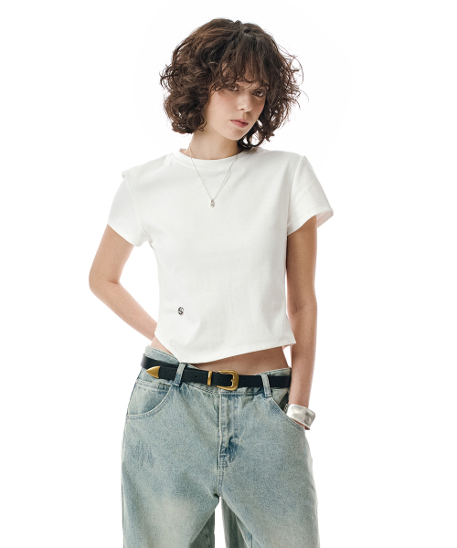 SECONDMONO（セカンドモノローグ）の「W. Oblique Slim Fit Short Sleeve T-Shirt [WHITE]_SEWTS005WHITE（Tシャツ/カットソー・レディース・その他・FREE）」の3枚目の写真
