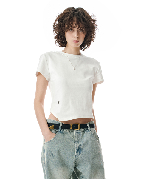 SECONDMONO（セカンドモノローグ）の「W. Oblique Slim Fit Short Sleeve T-Shirt [WHITE]_SEWTS005WHITE（Tシャツ/カットソー・レディース・その他・FREE）」の4枚目の写真