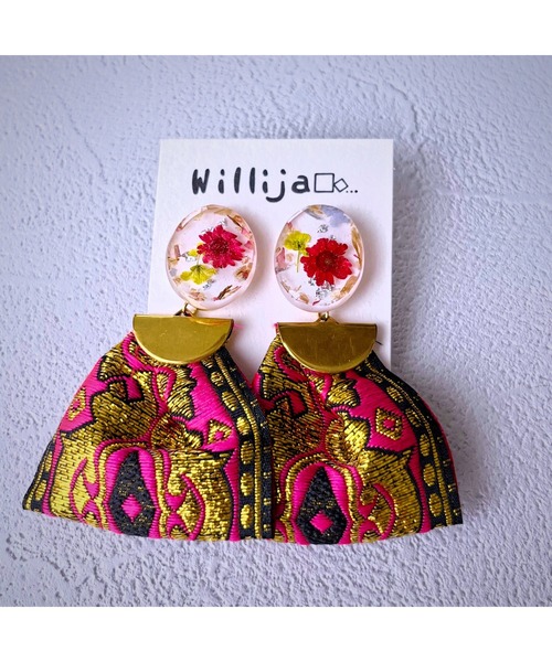 tone(トーン)の「【Willija】金属アレルギー対応《Asian flower》一点物2wayイヤリング(MA)(イヤリング・レディース・ホワイト/ブルー/グリーン/イエロー・FREE)」の8枚目の写真