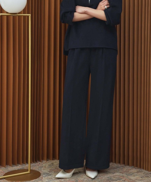 ELFRANK(エルフランク)の「【2026AW】【セットアップ可能】【S~Lサイズ展開】ウールライクセンタープレスストレートパンツ 洗える《着用動画あり》(その他パンツ・レディース・キャメル/ネイビー/グレー・S/M/L)」の2枚目の写真