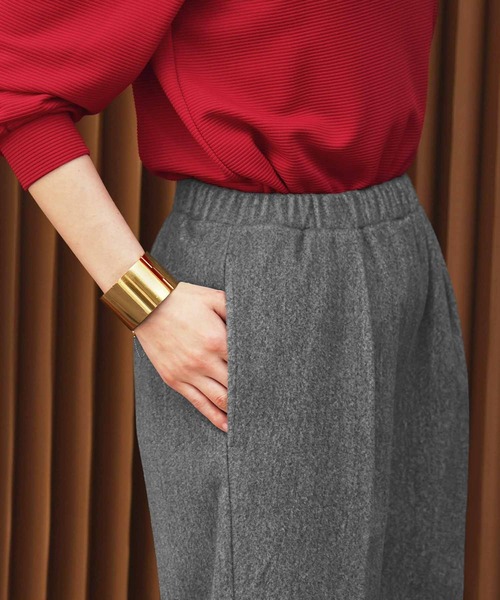 ELFRANK(エルフランク)の「【2026AW】【セットアップ可能】【S~Lサイズ展開】ウールライクセンタープレスストレートパンツ 洗える《着用動画あり》(その他パンツ・レディース・キャメル/ネイビー/グレー・S/M/L)」の6枚目の写真