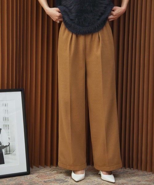 ELFRANK(エルフランク)の「【2026AW】【セットアップ可能】【S~Lサイズ展開】ウールライクセンタープレスストレートパンツ 洗える《着用動画あり》(その他パンツ・レディース・キャメル/ネイビー/グレー・S/M/L)」の13枚目の写真