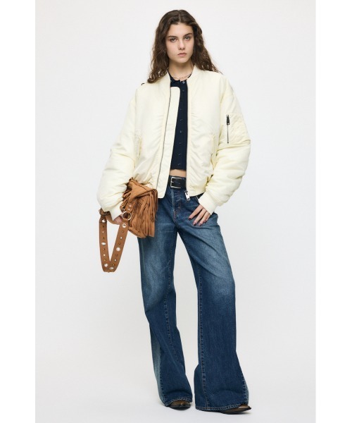 MOUSSY(マウジー)の「【26年AW新作】【EC限定カラー:アイボリー】GATHER NYLON MA-1(ブルゾン・レディース・ブラウン/ライトブラック/アイボリー/カーキ・1/2)」の15枚目の写真