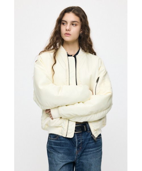MOUSSY(マウジー)の「【26年AW新作】【EC限定カラー:アイボリー】GATHER NYLON MA-1(ブルゾン・レディース・ブラウン/ライトブラック/アイボリー/カーキ・1/2)」の17枚目の写真