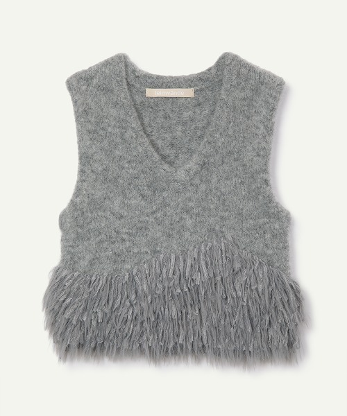 leinwande(ラインヴァンド)の「Alpaca Fringe Vest / アルパカフリンジベスト(ベスト・レディース・White/GRAY/BROWN・ONE SIZE)」の9枚目の写真