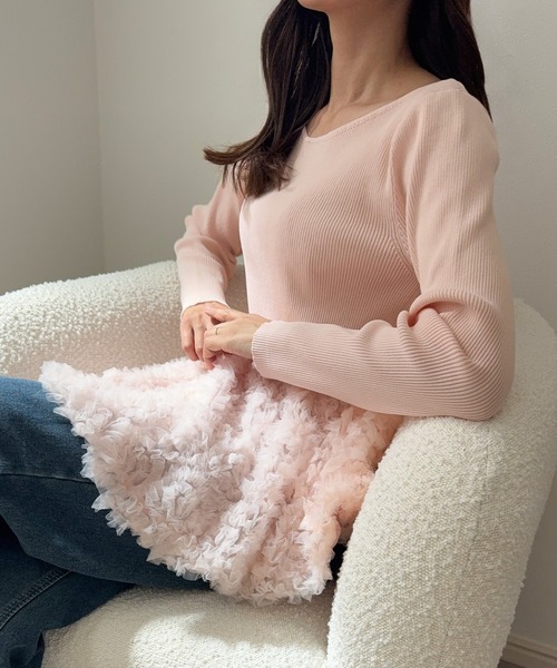 junoah(ジュノア)の「チュールペプラムドッキングニット(ニット/セーター・レディース・ピンク/アイボリー/ライトブルー・LARGE/MEDIUM)」の10枚目の写真