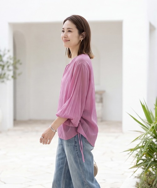STYLE DELI(スタイルデリ)の「【selection】温度調節に便利なシアーシフォンブラウス(シャツ/ブラウス・レディース・ブラック・FREE)」の9枚目の写真