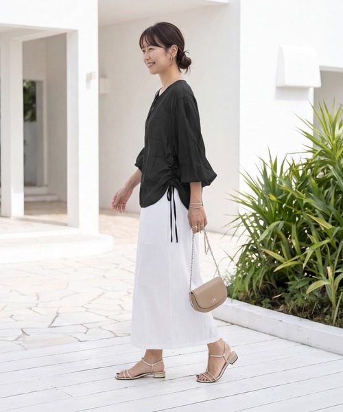 STYLE DELI(スタイルデリ)の「【selection】温度調節に便利なシアーシフォンブラウス(シャツ/ブラウス・レディース・ブラック・FREE)」の13枚目の写真