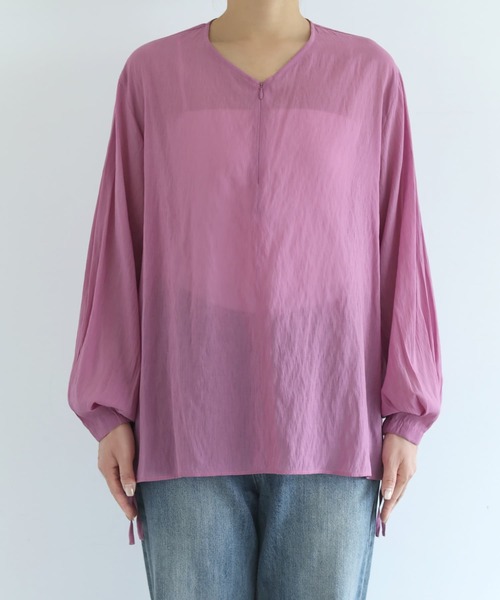 STYLE DELI(スタイルデリ)の「【selection】温度調節に便利なシアーシフォンブラウス(シャツ/ブラウス・レディース・ブラック・FREE)」の14枚目の写真