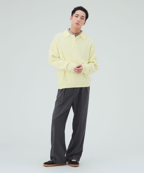 BEAMS HEART(ビームスハート)の「ウールライク 2タック ワイド スラックス(チノパンツ・メンズ・チャコールグレー/ブラック・MEDIUM/LARGE/SMALL)」の3枚目の写真
