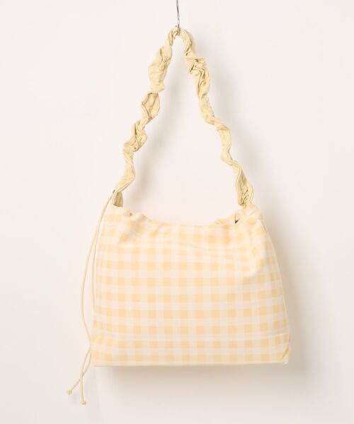VIBGYOR（ヴィブジョー）の「Mignonjour/くしゅくしゅチェック柄巾着バッグ M2963（ショルダーバッグ・レディース・パープル/イエロー・FREE）」の3枚目の写真