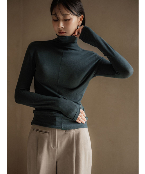 MEMUA（メムア）の「フレックスライニングテンセルポロTシャツ（Tシャツ/カットソー・レディース・ホワイト/ベージュ/ダークグリーン・FREE）」の4枚目の写真