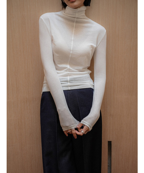 MEMUA（メムア）の「フレックスライニングテンセルポロTシャツ（Tシャツ/カットソー・レディース・ホワイト/ベージュ/ダークグリーン・FREE）」の5枚目の写真