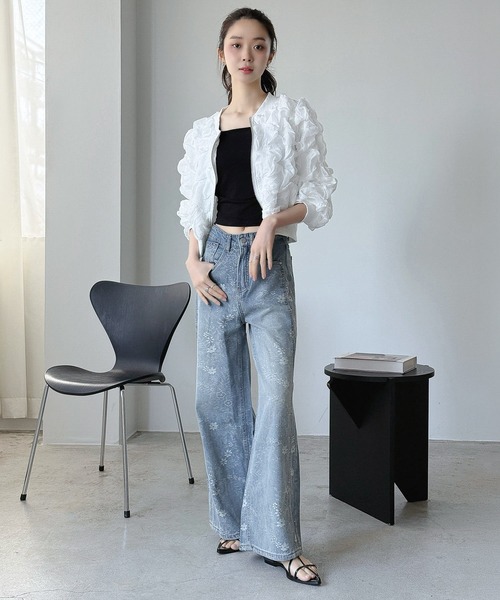 Jewelobe（ジュエローブ）の「ラインストーン付き 花柄ワイドデニムパンツ（デニムパンツ・レディース・ブルー・S/M）」の13枚目の写真