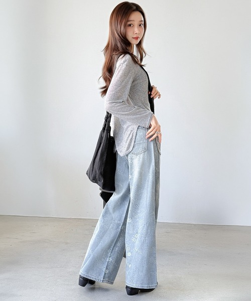 Jewelobe（ジュエローブ）の「ラインストーン付き 花柄ワイドデニムパンツ（デニムパンツ・レディース・ブルー・S/M）」の15枚目の写真